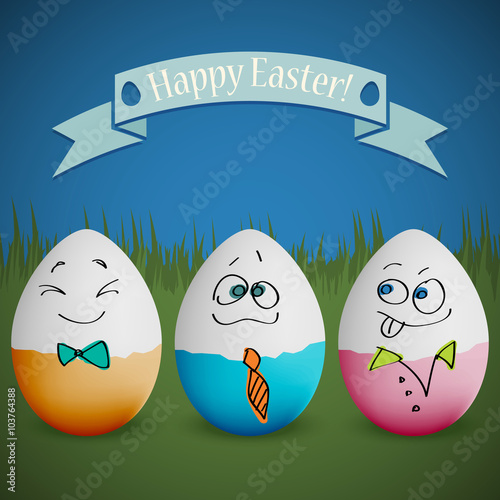 Postcard for Ester with eggs with painted faces