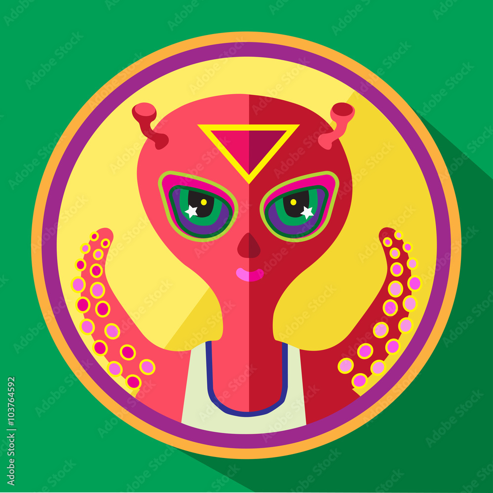 Fototapeta premium red alien vector flat illustration