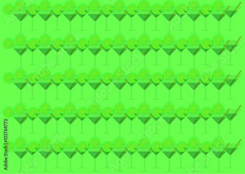 background glasses with martini / 	background of a martini glass with a slice of lime and drinking straw