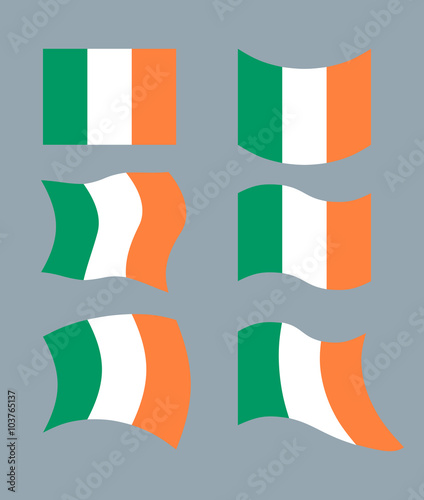 Flag of Ireland. Set flag of Irish State. Developing green, Oran