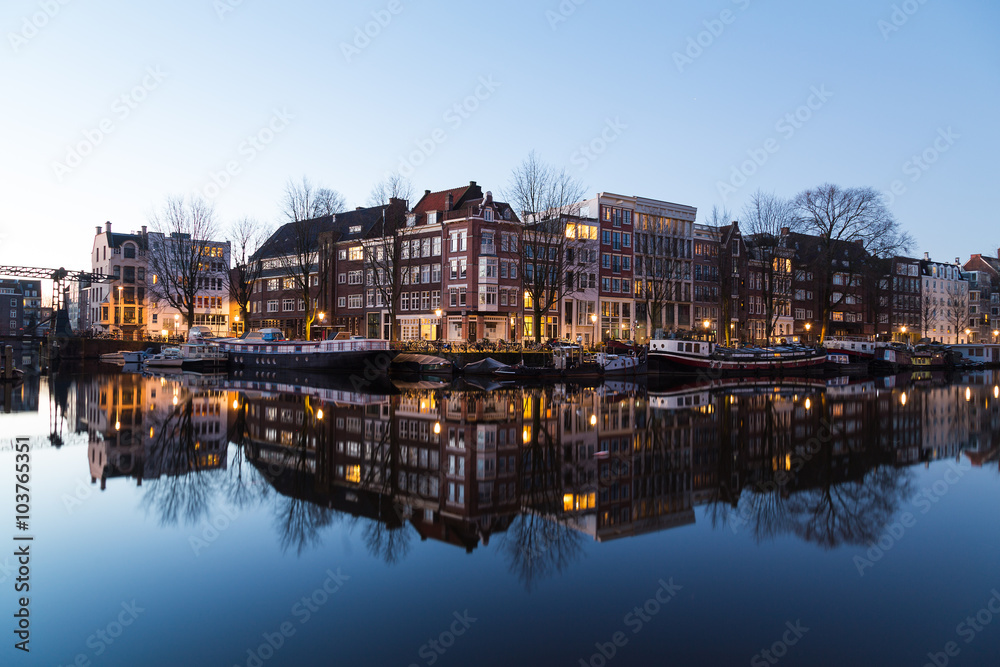 Oudeschans Canal and buildings in Amsterdam