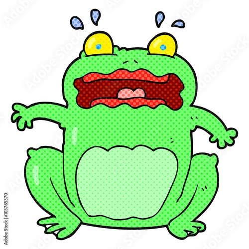 cartoon funny frightened frog