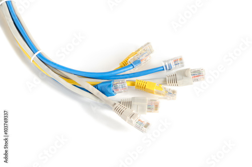 LAN Network cable with RJ-45 connector photo