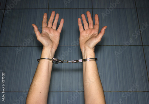 Handcuffs on hands