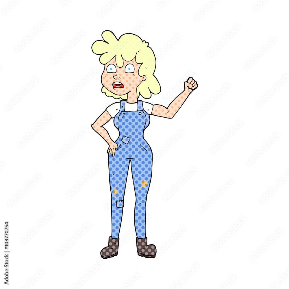 cartoon woman shaking fist