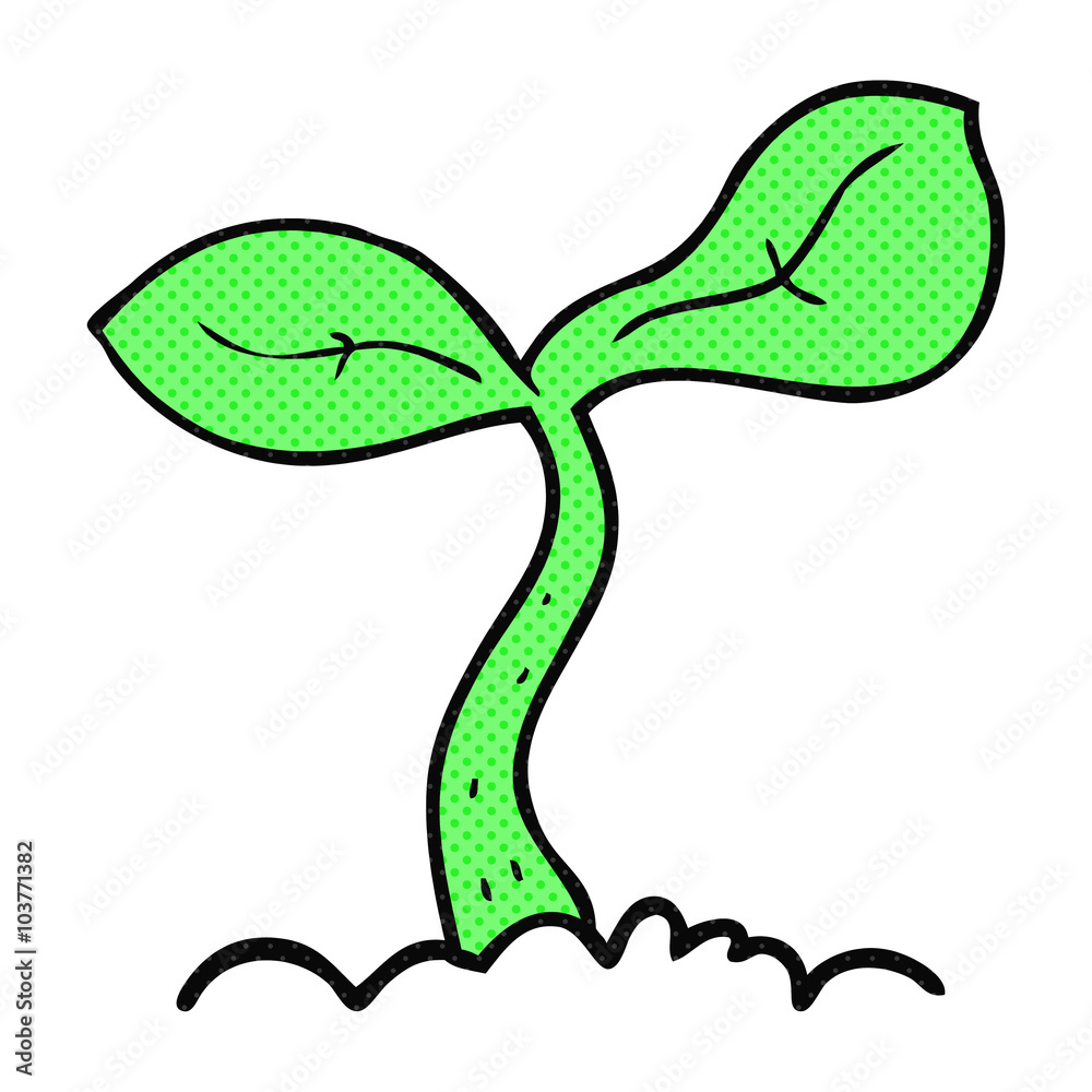 Naklejka premium cartoon seedling growing