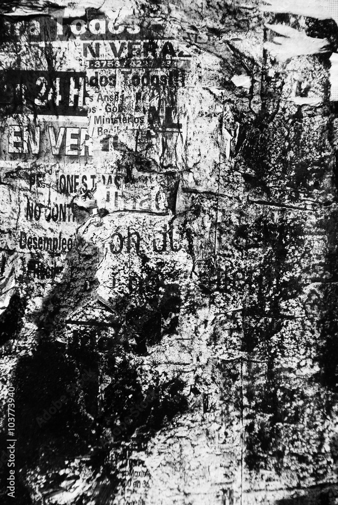 Random background collage paper typography texture on wall Random background collage paper typography texture on wall