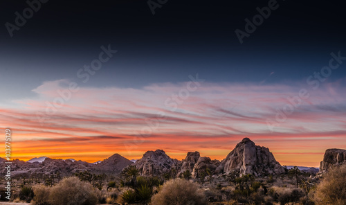 Sunset View of Desert with Wispy Clouds