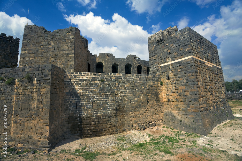 Syria. Bosra (Busra). Medieval Arab citadel was built around the Roman theatre. This site is on UNESCO World Heritage List
