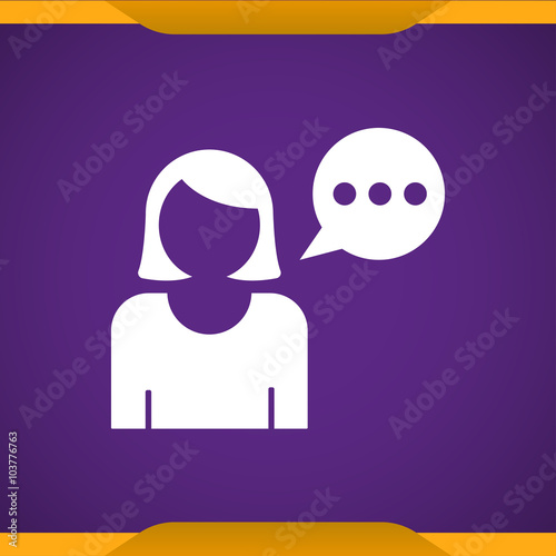 Woman with speech balloon icon