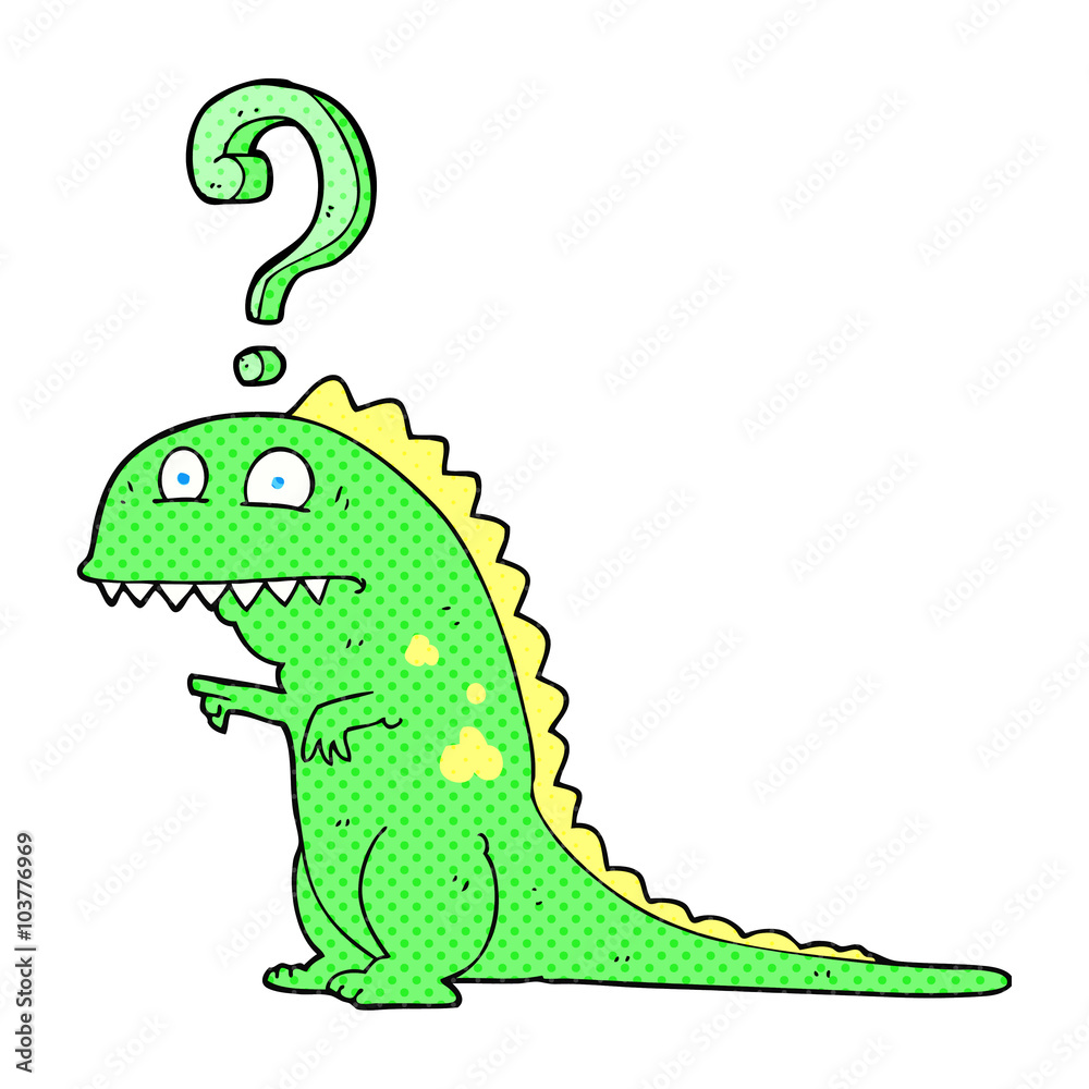 Naklejka premium cartoon confused dinosaur