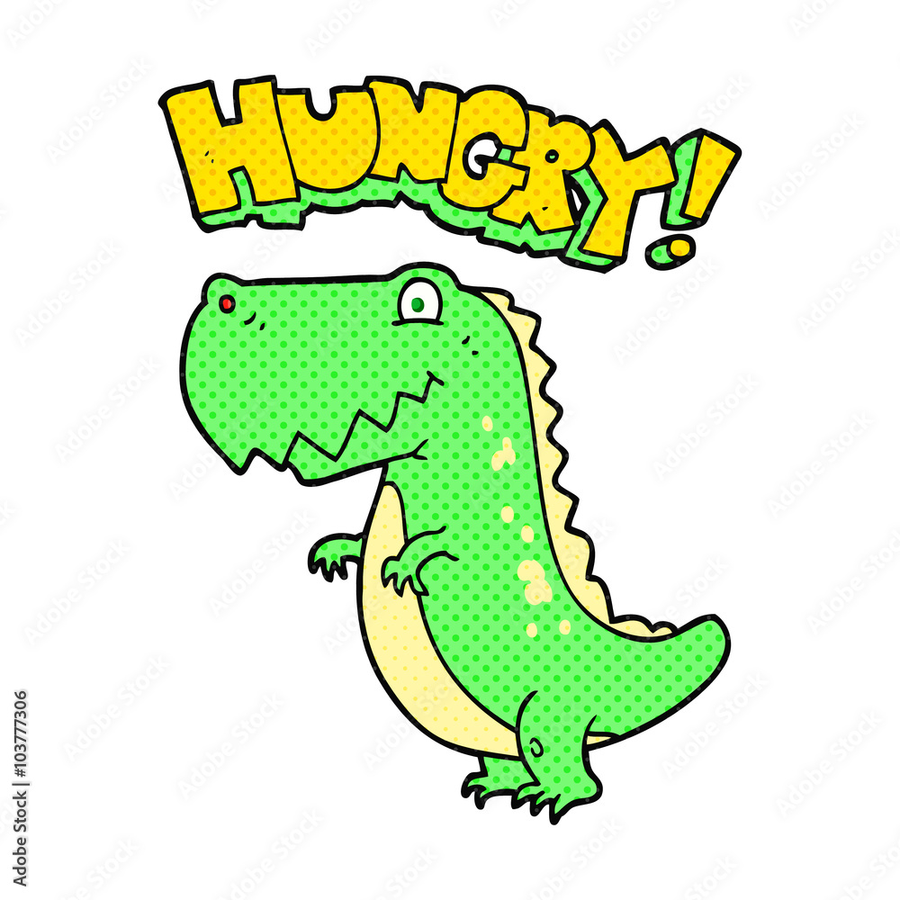 Naklejka premium cartoon hungry dinosaur