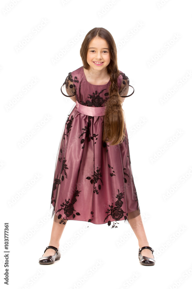 Long haired girl of six years in a summer dress Long haired girl of six years in a summer dress