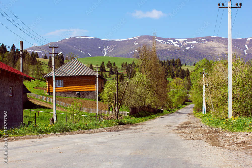 landscape of mountains and suburban life