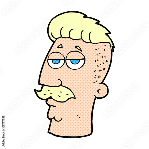 cartoon man with hipster hair cut
