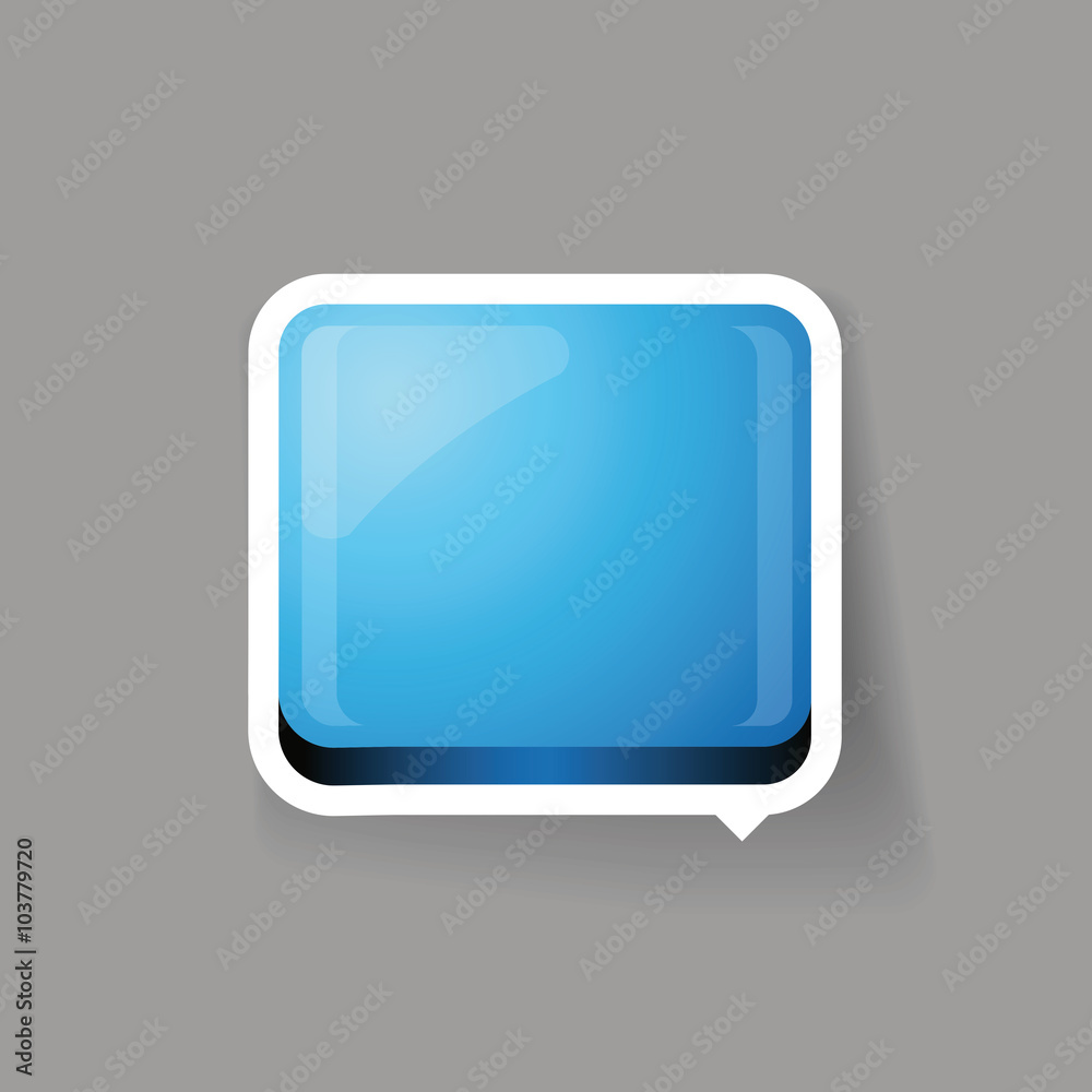 Blue glossy square 3d plastic speech bubble vector Blue glossy square 3d plastic speech bubble vector