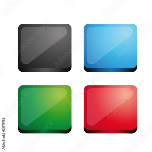 Glossy square 3d plastic speech bubble vector set