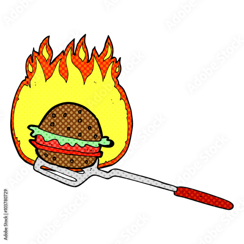 cartoon cooking burger