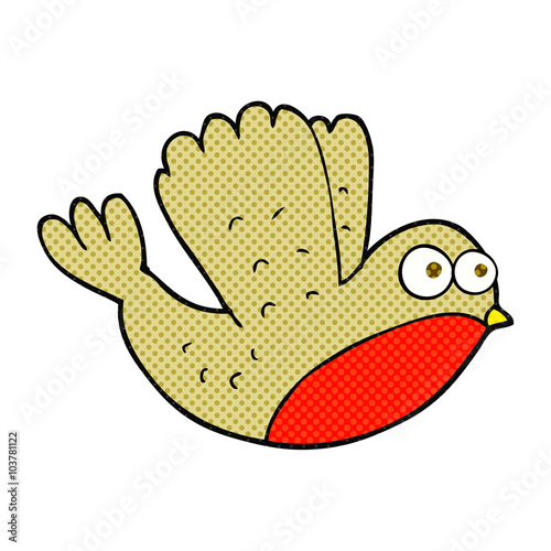 cartoon flying christmas robin