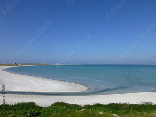 View of Gott Bay, Isle of Tiree, Scotland on a sunny summer's day