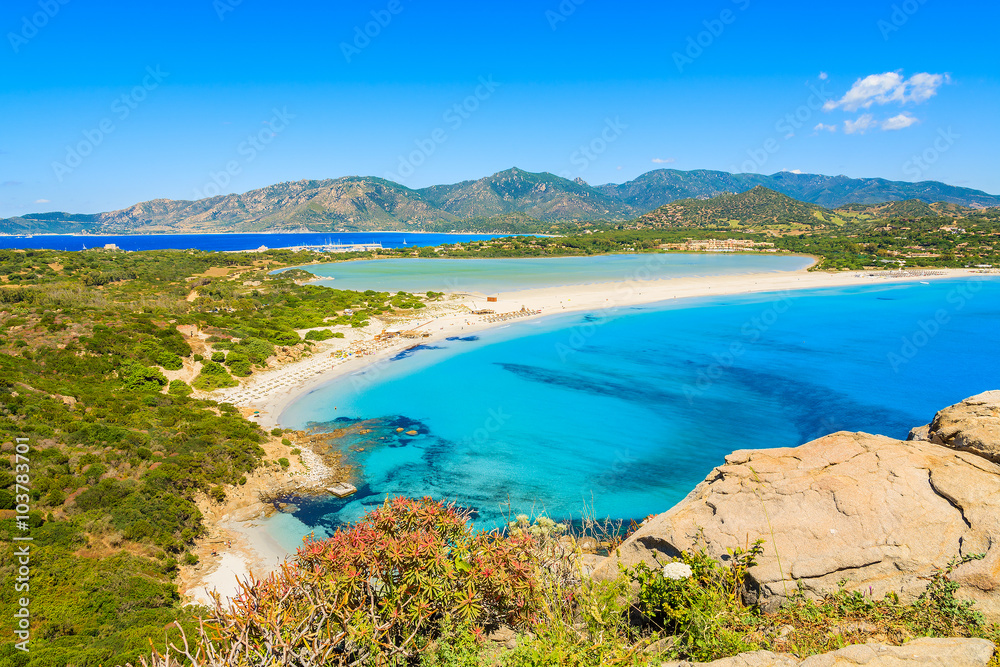 A view of beautiful Villasimius beach on Sardinia island, Italy