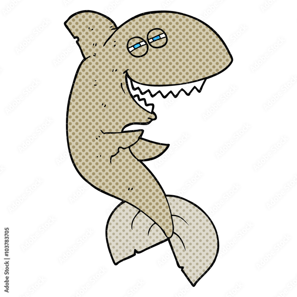 Naklejka premium cartoon laughing shark