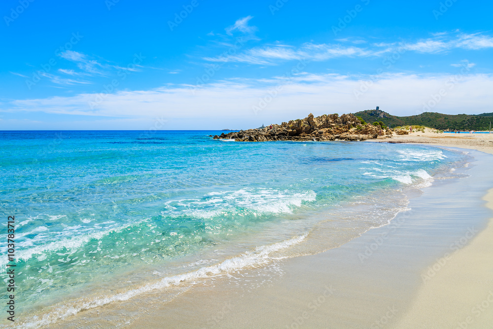 Beautiful beach on Villasimius peninsula, Sardinia island, Italy