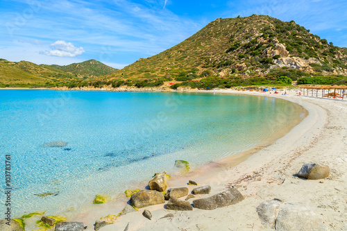 Beautiful beach at Punta Molentis bay  Sardinia island  Italy