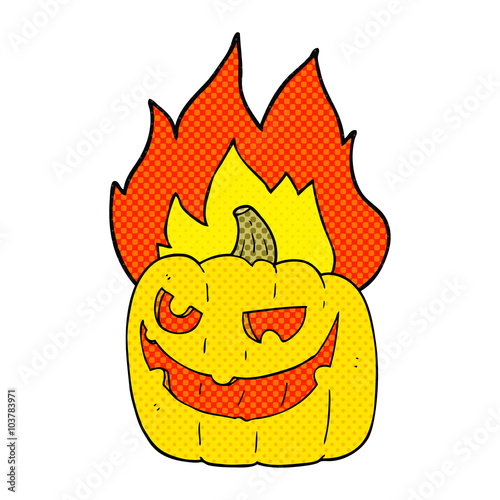 cartoon flaming halloween pumpkin
