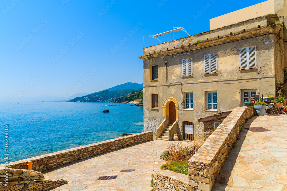 Historic building in Erbalunga village, Corsica island, France
