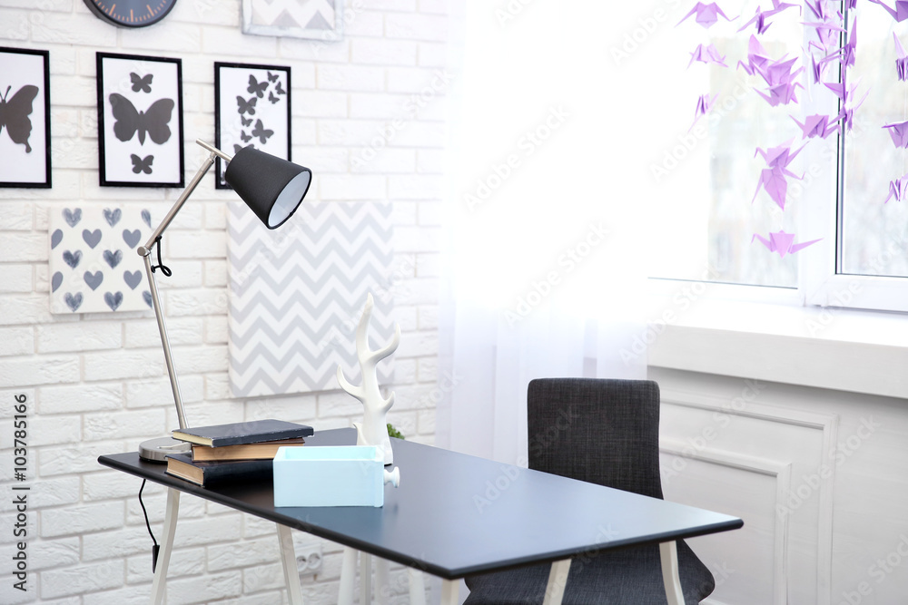 Modern room interior in black and white tones Modern room interior in black and white tones