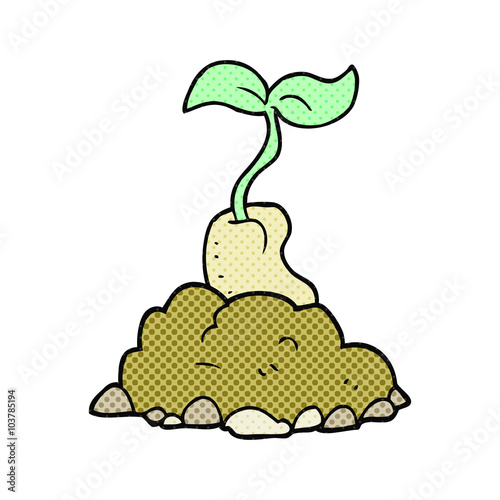 comic book style cartoon sprouting seed