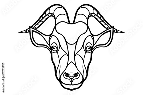 Goat head coloring silhouette on white background