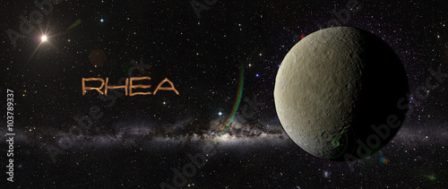 Foto Planet Rhea in outer space.