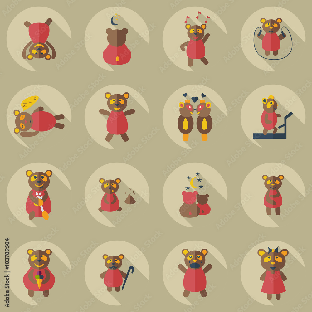 Fototapeta premium Flat concept, set modern design with shadow panda