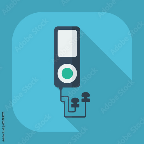 Flat modern design with shadow mp3 player