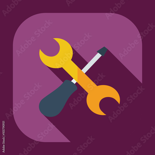 Flat modern design with shadow icons wrench