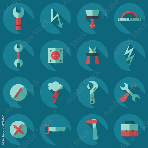 Flat concept, set modern design with shadow construction