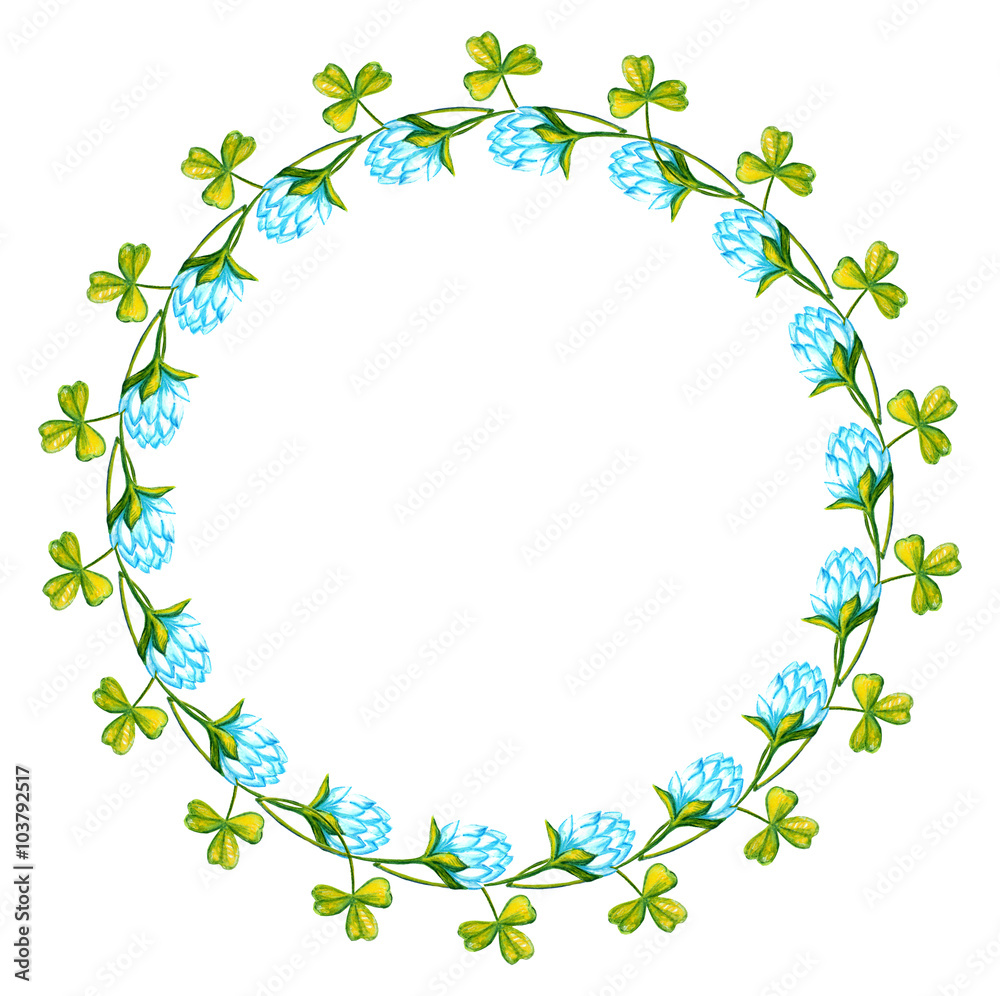 Clipart floral round frame, border. 