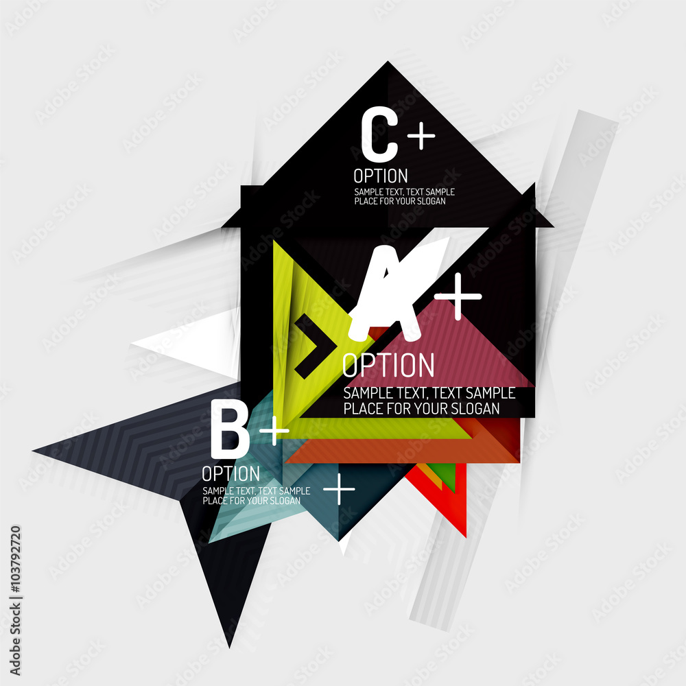 Paper style abstract geometric shapes with infographic options