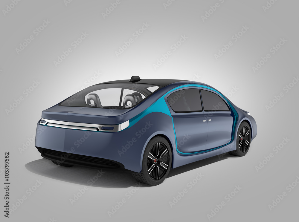 Rear view of autonomous car isolated on gray background. Clipping path available