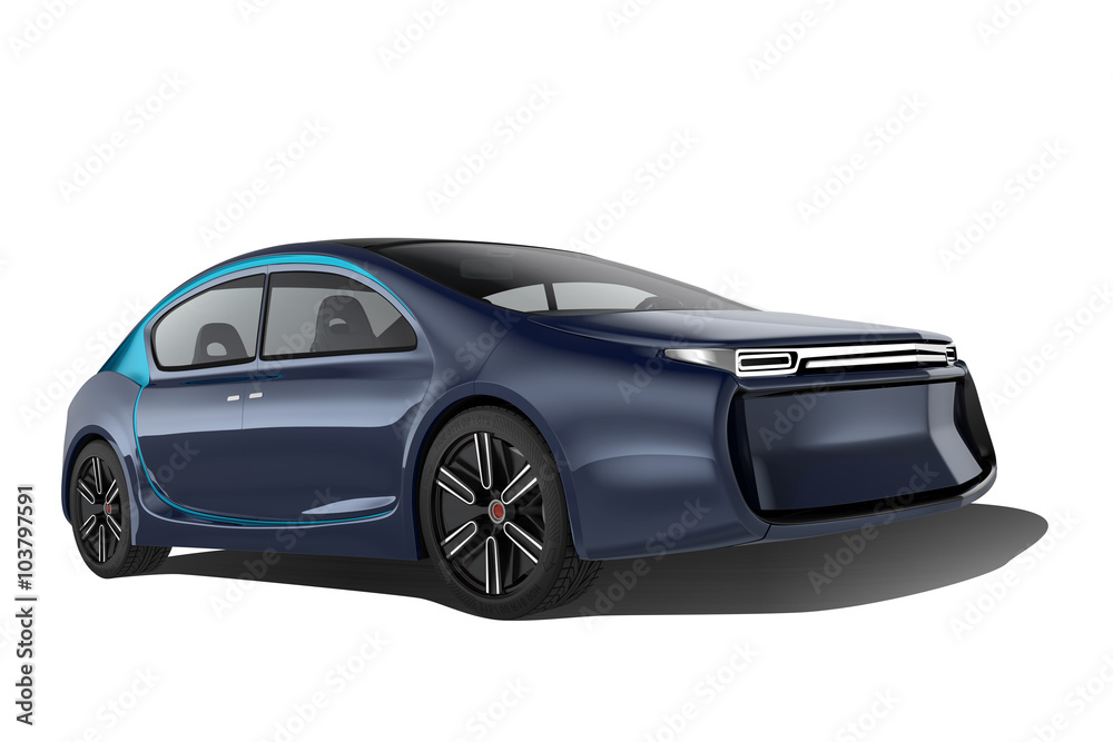 Exterior of autonomous electric car isolated on white background. Clipping path available. 