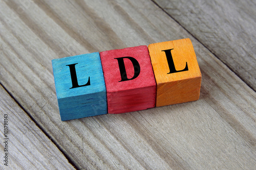 LDL (Low-density lipoprotein) acronym on colorful wooden cubes photo