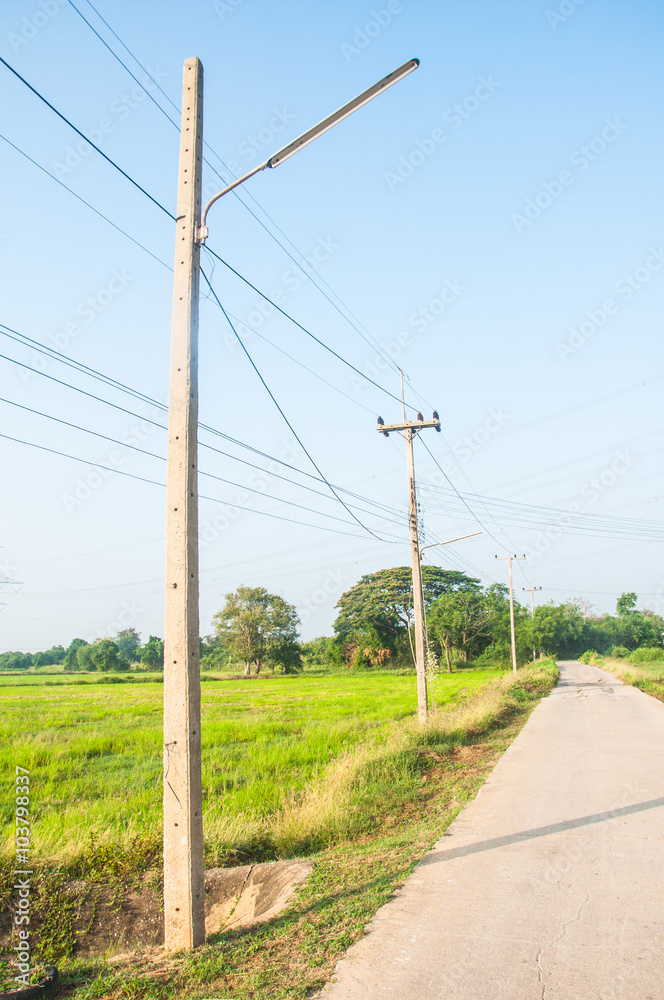 lighting poles along the road