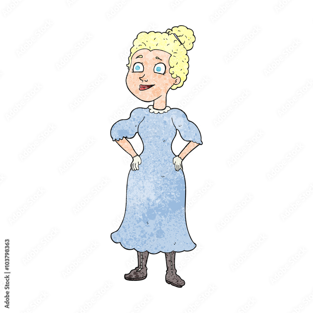textured cartoon victorian woman in dress textured cartoon victorian woman in dress