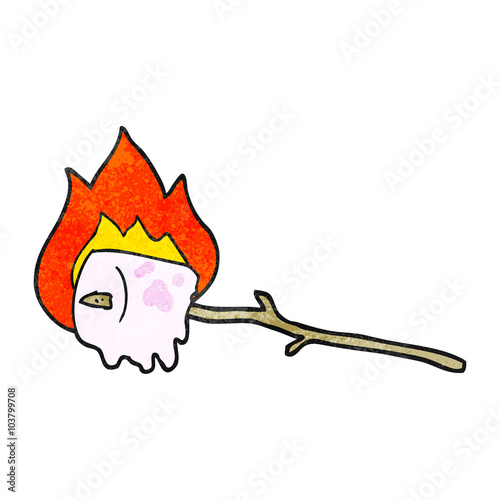 textured cartoon burning marshmallow