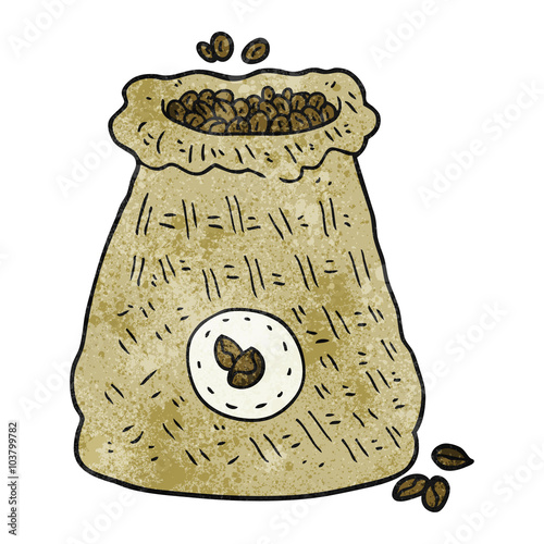 textured cartoon bag of coffee beans