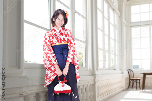 Fotografiet Woman wearing a hakama