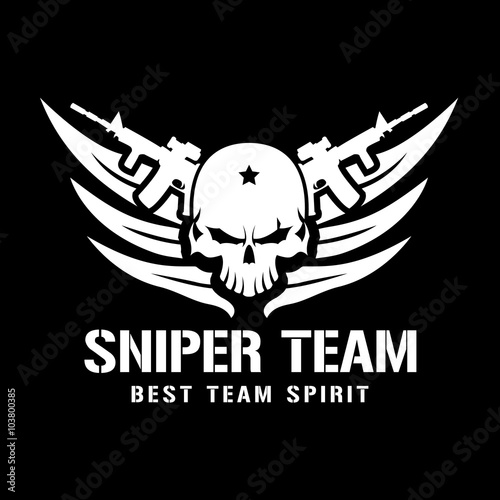 sniper team logo,skull logo,tattoo logo,vector logo template