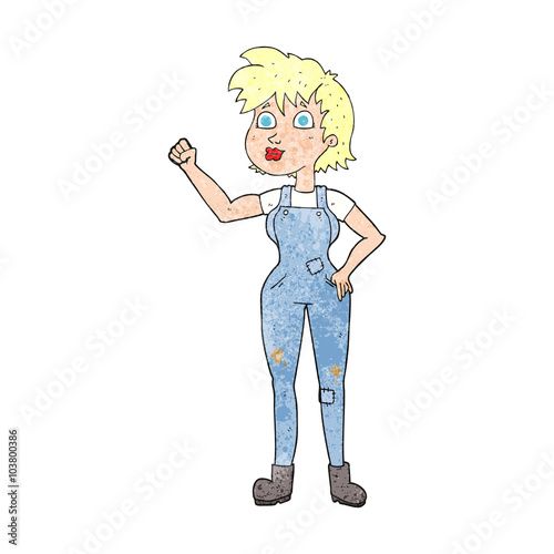 textured cartoon confident farmer woman